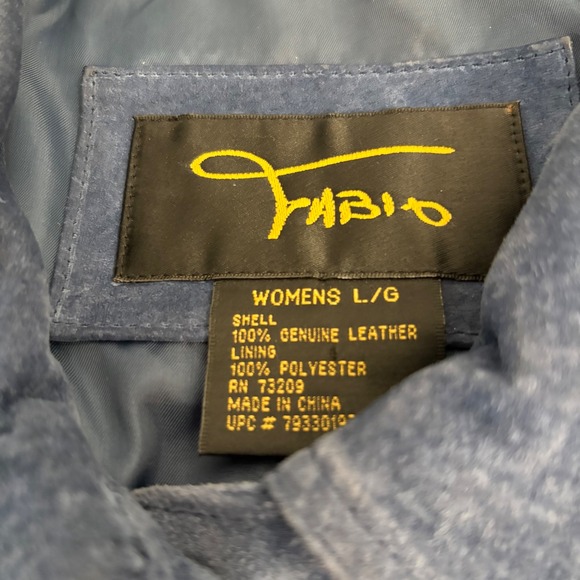 Fabio Blue Suede Trucker Jacket Womens Size large - Picture 9 of 9
